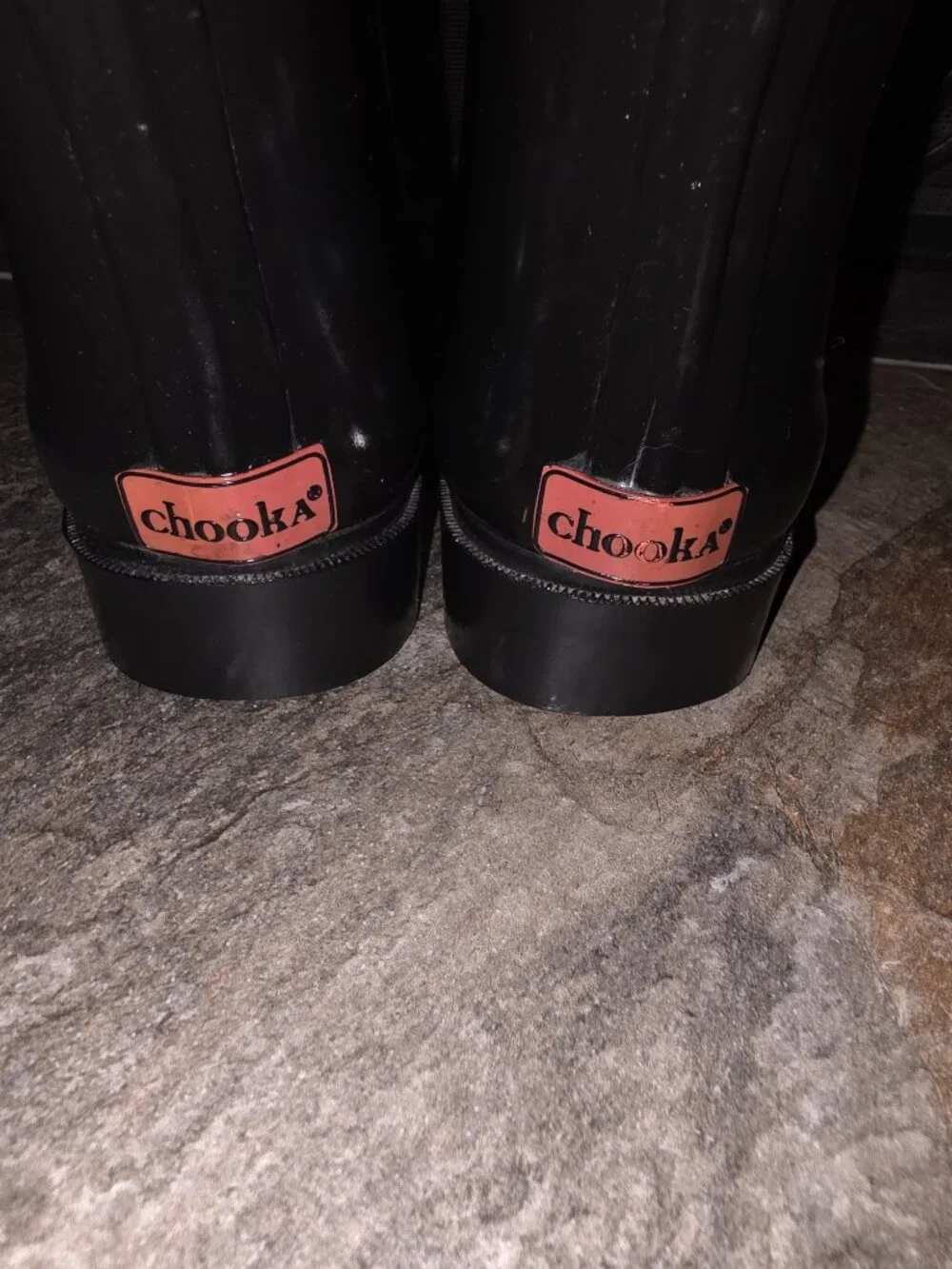 Chooka Rain Boots Mid-Calf Black Double Brown Straps Women's Size 5 Wellies ☔